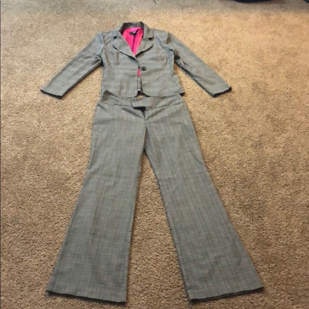 ✨Plaid pants suit with pleated rear blazer